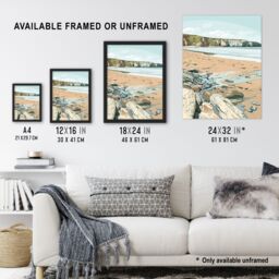 "Artery8 Barafundle Bay Coastal Seaside Wales UK Beach Framed Art Print in Blue - Size: W12"" x H16""" - thumbnail 3