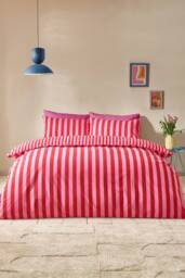 Sassy B 'Stripe Tease' Reversible Duvet Cover Set in Red - Size: Single - thumbnail 1
