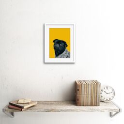 "Artery8 Wall Art Print Deluvio Pug Dog Puppy in Sweater Framed in White - Size: W7"" x H9""" - thumbnail 2