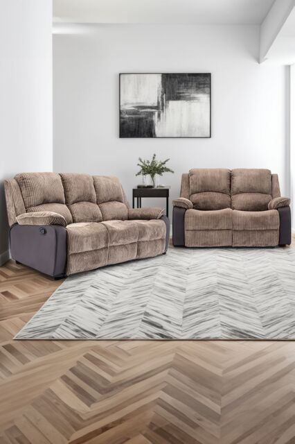 More4Homes Postana Manual Recliner Bonded Leather 2+3 Seater Sofa Set in Brown - image 1