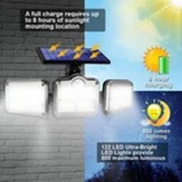 EONLION 1Pcs Outdoor 122 LED Solar PIR Motion Sensor Wall Light in Black - thumbnail 5