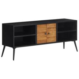 Berkfield Home TV Cabinet 112x31x45 cm Solid Reclaimed Teak in Black - Size: 112 x 31 x 45 cm