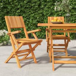 Berkfield Home Folding Garden Chairs 2 pcs 55x61x90 cm Solid Wood Teak in Brown - Size: 55 x 61 x 90 cm - thumbnail 2