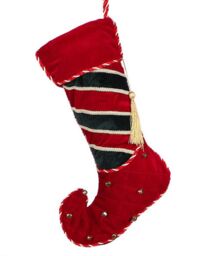Dibor Set of 4 Red Jingle Bell Velvet Xmas Gift Decoration Christmas Stocking - Size: 4 Pack - thumbnail 2