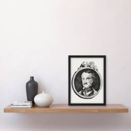 Artery8 Edgar Allan Poe Portrait Manet Vintage Framed Wall Art Print in White - Size: A4 - thumbnail 4