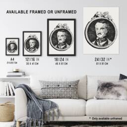 Artery8 Edgar Allan Poe Portrait Manet Vintage Framed Wall Art Print in White - Size: A4 - thumbnail 3