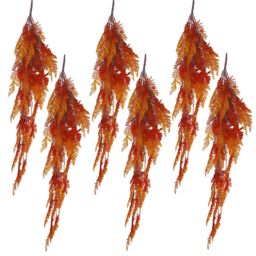 Leaf 6 x 100cm Artificial Hanging Maidenhair Fern Plant Autumn Orange - Size: 6 x 100 cm - thumbnail 1