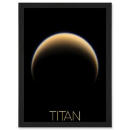 Artery8 NASA Our Solar System Titan Saturn's Moon North Pole Artwork Framed Wall Art Print A4 in Black - thumbnail 1