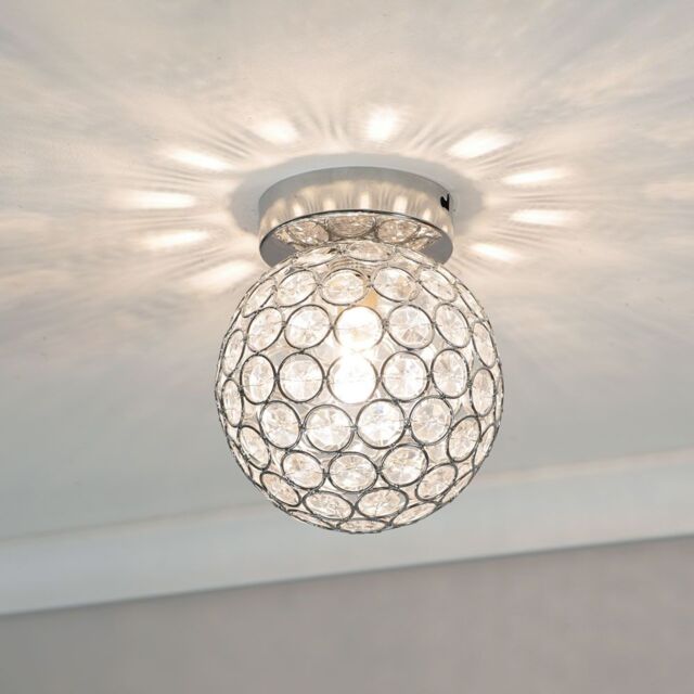 ValueLights Ella Chrome Sphere Globe Jewel Flush Ceiling Light in Silver - image 1