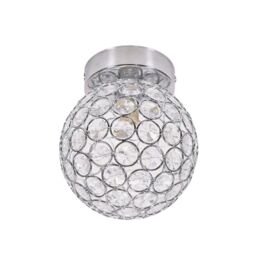 ValueLights Ella Chrome Sphere Globe Jewel Flush Ceiling Light in Silver - thumbnail 2