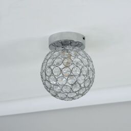 ValueLights Ella Chrome Sphere Globe Jewel Flush Ceiling Light in Silver - thumbnail 4