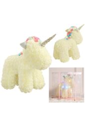 Living and Home Artificial Rose Unicorn with Gift Box & Light in Beige - thumbnail 2