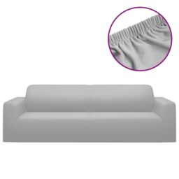 Berkfield Home 3-Seater Stretch Couch Slipcover Grey Polyester Jersey - thumbnail 2