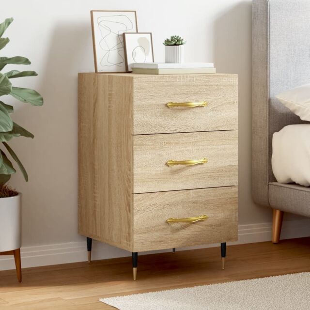 Berkfield Home Bedside Cabinet Sonoma Oak 40x40x66 cm Engineered Wood in Brown - Size: 40 x 40 x 66 cm - image 1
