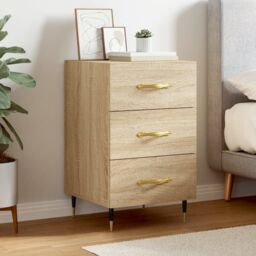 Berkfield Home Bedside Cabinet Sonoma Oak 40x40x66 cm Engineered Wood in Brown - Size: 40 x 40 x 66 cm - thumbnail 1