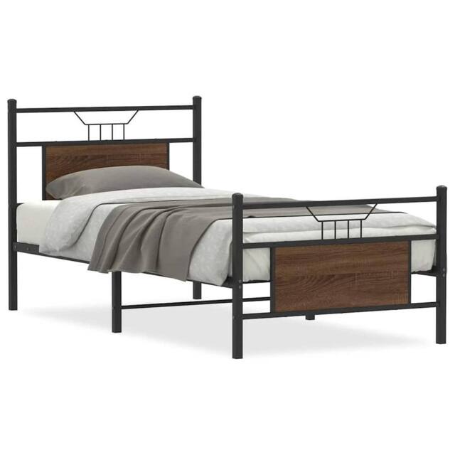 Berkfield Home Bed Frame without Mattress Brown Oak 90x200 cm Engineered Wood - image 1
