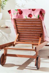 Catherine Lansfield 'Cherries' Cotton Beach Sun Lounger Towel in Pink - thumbnail 2