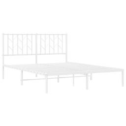 Berkfield Home Metal Bed Frame without Mattress with Headboard White 140x200cm - Size: 140x200 cm - thumbnail 4