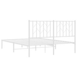 Berkfield Home Metal Bed Frame without Mattress with Headboard White 140x200cm - Size: 140x200 cm - thumbnail 7