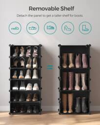 SONGMICS 10 Slot Rectangular Storage Organiser Modular DIY Plastic Wardrobe in Black - thumbnail 3
