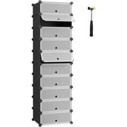 SONGMICS 10 Slot Rectangular Storage Organiser Modular DIY Plastic Wardrobe in Black - thumbnail 7