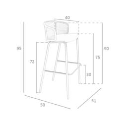 Angel Cerda Rattan Back Brown Velvet Stool 515095 cm - thumbnail 8