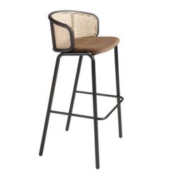 Angel Cerda Rattan Back Brown Velvet Stool 515095 cm - thumbnail 1