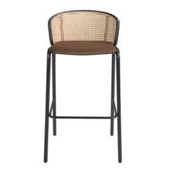 Angel Cerda Rattan Back Brown Velvet Stool 515095 cm - thumbnail 2