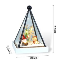 Netagon Triangle Glass Holder Snow Globe with Light Up Festive Gonk Scene Battery Operated in White - thumbnail 2