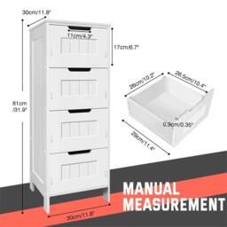 SPETLEK Bathroom Cabinet Storage 4 Drawers Shelf Toilet Organizer Rack in White - thumbnail 2