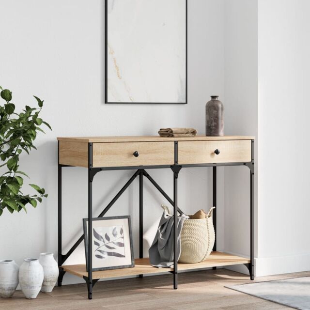 Berkfield Home Console Table Sonoma Oak 100x39x78.5 cm Engineered Wood in Brown - image 1