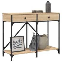 Berkfield Home Console Table Sonoma Oak 100x39x78.5 cm Engineered Wood in Brown - thumbnail 3