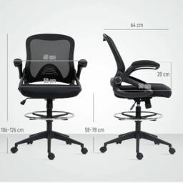 FORGEVIO Black Height Adjustable 360 Swivel Office Stool - thumbnail 2