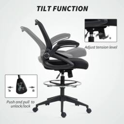FORGEVIO Black Height Adjustable 360 Swivel Office Stool - thumbnail 3