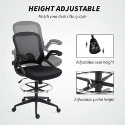 FORGEVIO Black Height Adjustable 360 Swivel Office Stool - thumbnail 4
