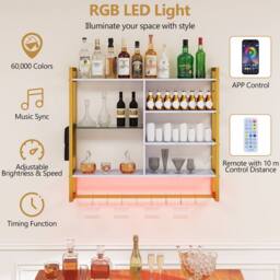 Costway Floating Shelves w/Lights Remote&APP Control 6-Tier Wall Mounted Shelf in White - thumbnail 5