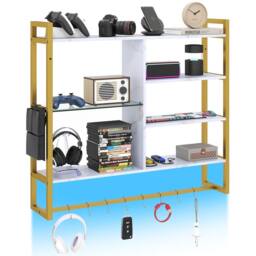 Costway Floating Shelves w/Lights Remote&APP Control 6-Tier Wall Mounted Shelf in White