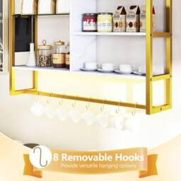Costway Floating Shelves w/Lights Remote&APP Control 6-Tier Wall Mounted Shelf in White - thumbnail 4