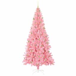 Berkfield Home Christmas Tree with 300 LEDs with Stand Pink 240 cm PVC - thumbnail 3