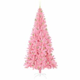 Berkfield Home Christmas Tree with 300 LEDs with Stand Pink 240 cm PVC - thumbnail 4