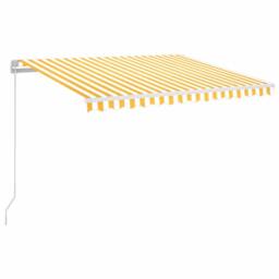 Berkfield Home Manual Retractable Awning with LED 350x250 cm Yellow & White - thumbnail 2