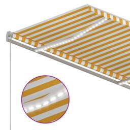 Berkfield Home Manual Retractable Awning with LED 350x250 cm Yellow & White - thumbnail 5