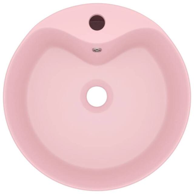 Berkfield Home Luxury Wash Basin with Overflow Matt Pink 36x13 cm Ceramic - image 1