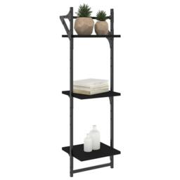 Berkfield Home Beautiful 3-Tier Wall Shelves with Bars 2 pcs Black 30x25x100 cm - Size: 30 x 25 x 100 cm - thumbnail 1