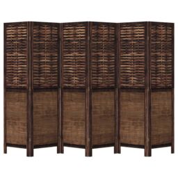 Berkfield Home Room Divider 6 Panels Dark Brown Solid Wood Paulownia - thumbnail 4