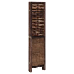 Berkfield Home Room Divider 6 Panels Dark Brown Solid Wood Paulownia - thumbnail 5