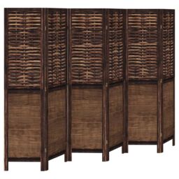 Berkfield Home Room Divider 6 Panels Dark Brown Solid Wood Paulownia - thumbnail 2