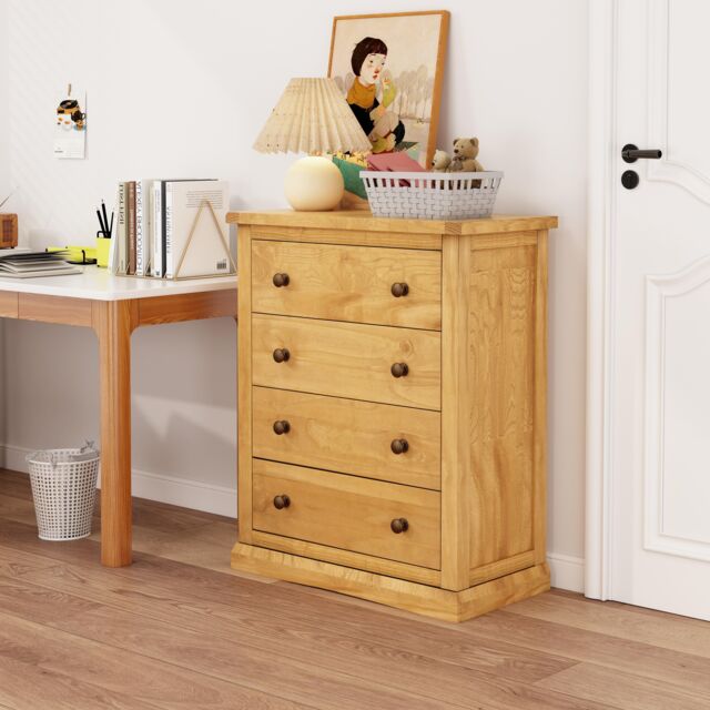 Cabinet Bits Lucca 4 Drawer Chest of Drawers Brass Knob in Light Brown - image 1