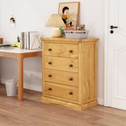 Cabinet Bits Lucca 4 Drawer Chest of Drawers Brass Knob in Light Brown - thumbnail 1