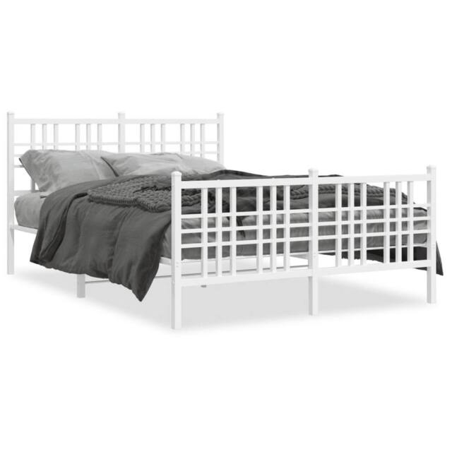 Berkfield Home Metal Bed Frame without Mattress with Footboard White 140x200cm - Size: 140x200 cm - image 1